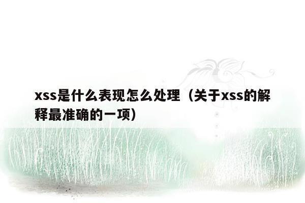 xss是什么表现怎么处理（关于xss的解释最准确的一项）