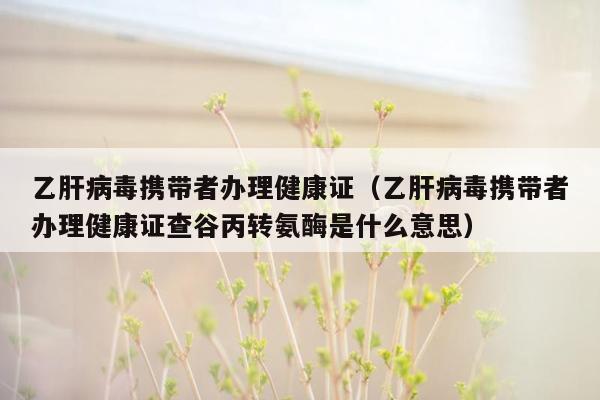 乙肝病毒携带者办理健康证（乙肝病毒携带者办理健康证查谷丙转氨酶是什么意思）