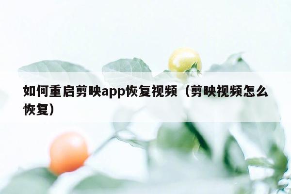 如何重启剪映app恢复视频（剪映视频怎么恢复）