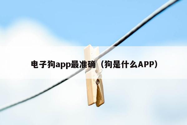 电子狗app最准确（狗是什么APP）