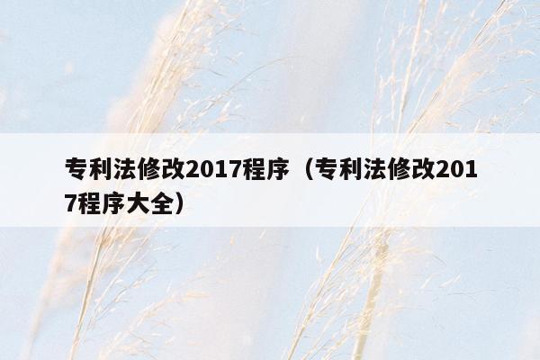 专利法修改2017程序（专利法修改2017程序大全）