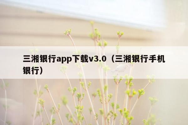 三湘银行app下载v3.0（三湘银行手机银行）