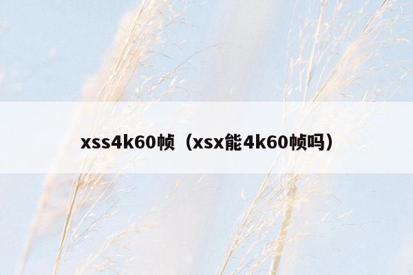 xss4k60帧（xsx能4k60帧吗）