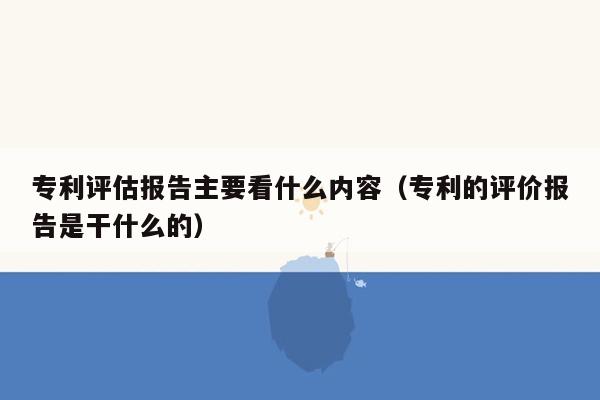 专利评估报告主要看什么内容（专利的评价报告是干什么的）