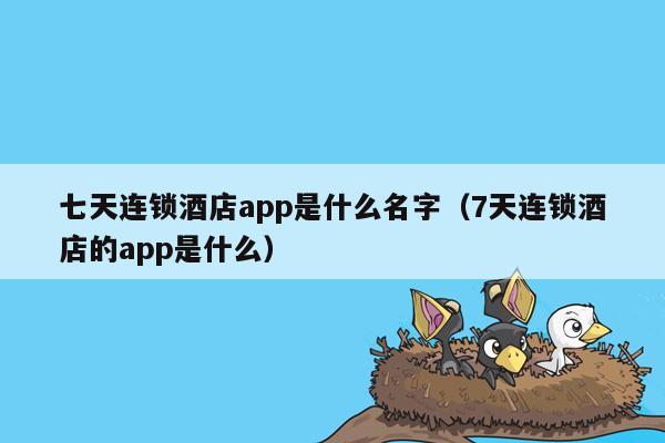 七天连锁酒店app是什么名字（7天连锁酒店的app是什么）