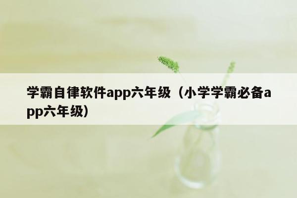 学霸自律软件app六年级（小学学霸必备app六年级）