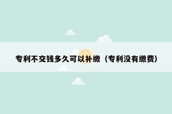 专利不交钱多久可以补缴（专利没有缴费）