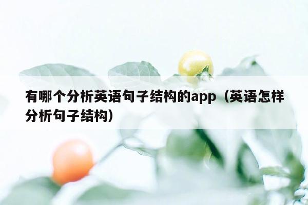 有哪个分析英语句子结构的app（英语怎样分析句子结构）