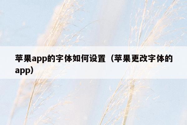 苹果app的字体如何设置（苹果更改字体的app）