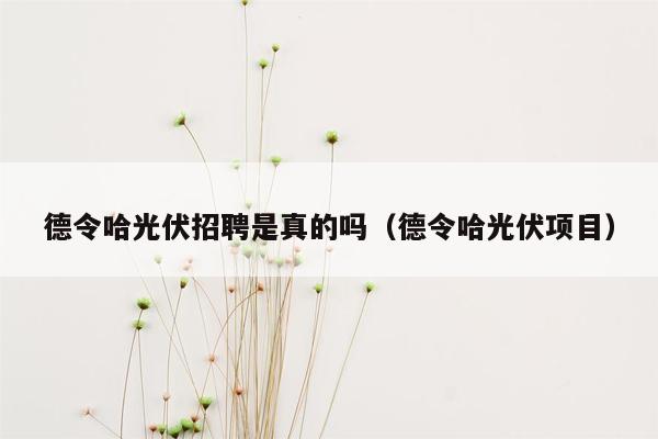 德令哈光伏招聘是真的吗（德令哈光伏项目）