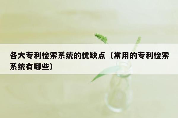 各大专利检索系统的优缺点（常用的专利检索系统有哪些）