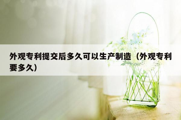 外观专利提交后多久可以生产制造（外观专利要多久）