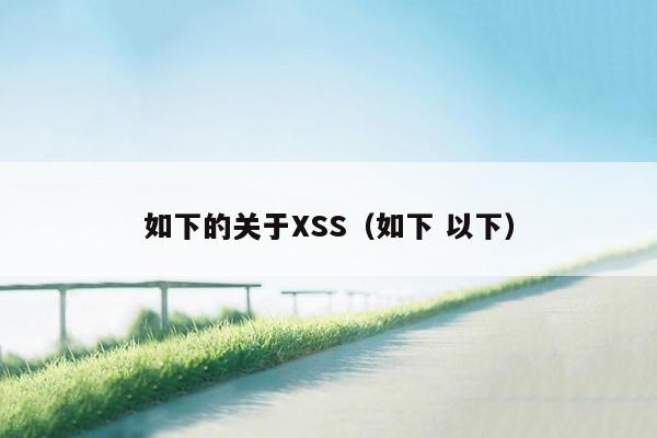 如下的关于XSS（如下 以下）