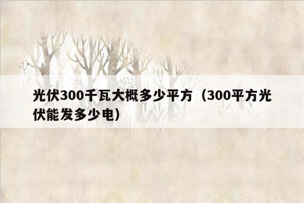 光伏300千瓦大概多少平方（300平方光伏能发多少电）