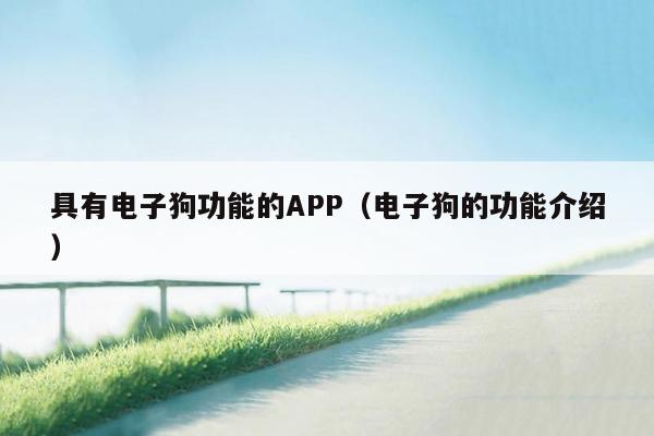 具有电子狗功能的APP（电子狗的功能介绍）