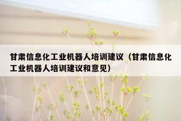 甘肃信息化工业机器人培训建议（甘肃信息化工业机器人培训建议和意见）