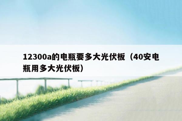 12300a的电瓶要多大光伏板（40安电瓶用多大光伏板）