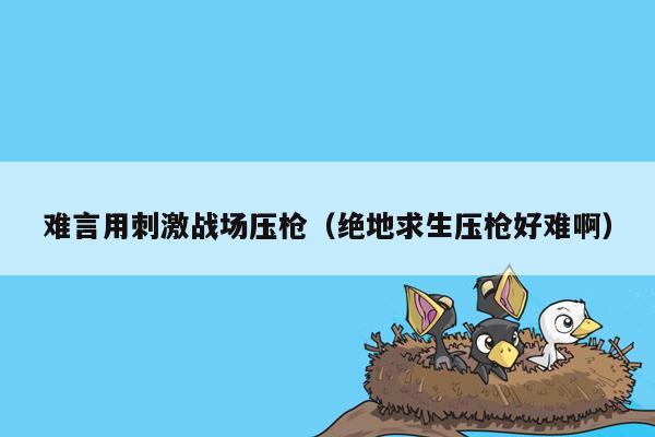 难言用刺激战场压枪（绝地求生压枪好难啊）