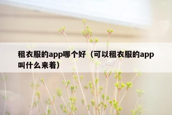 租衣服的app哪个好（可以租衣服的app叫什么来着）