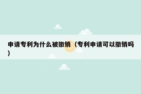 申请专利为什么被撤销（专利申请可以撤销吗）