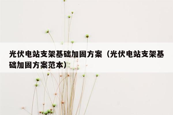 光伏电站支架基础加固方案（光伏电站支架基础加固方案范本）