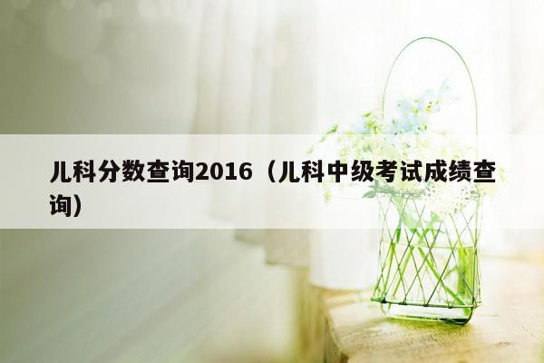 儿科分数查询2016（儿科中级考试成绩查询）