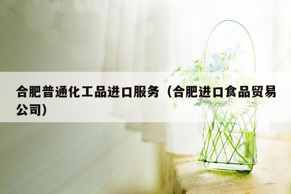 合肥普通化工品进口服务（合肥进口食品贸易公司）