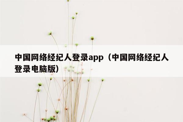 中国网络经纪人登录app（中国网络经纪人登录电脑版）