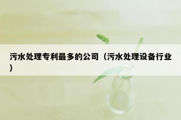 污水处理专利最多的公司（污水处理设备行业）