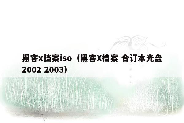 黑客x档案iso（黑客X档案 合订本光盘2002 2003）