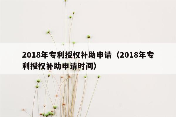 2018年专利授权补助申请（2018年专利授权补助申请时间）