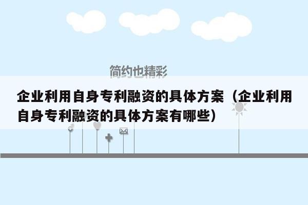 企业利用自身专利融资的具体方案（企业利用自身专利融资的具体方案有哪些）