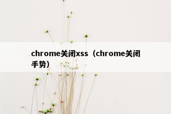 chrome关闭xss（chrome关闭手势）