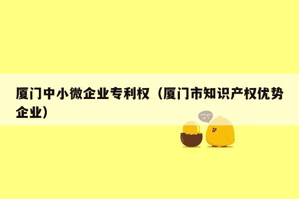 厦门中小微企业专利权（厦门市知识产权优势企业）