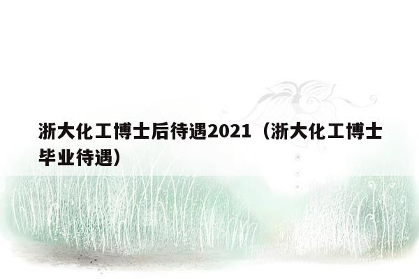 浙大化工博士后待遇2021（浙大化工博士毕业待遇）