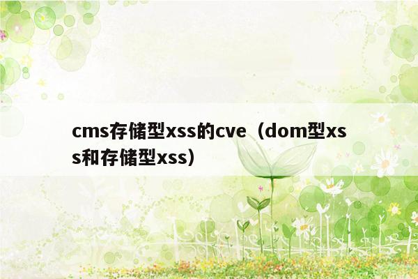 cms存储型xss的cve（dom型xss和存储型xss）