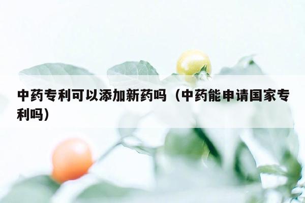 中药专利可以添加新药吗（中药能申请国家专利吗）