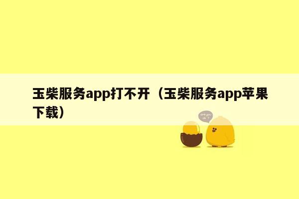 玉柴服务app打不开（玉柴服务app苹果下载）