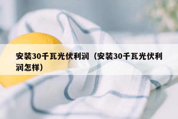 安装30千瓦光伏利润（安装30千瓦光伏利润怎样）