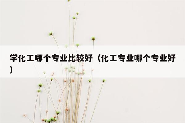 学化工哪个专业比较好（化工专业哪个专业好）