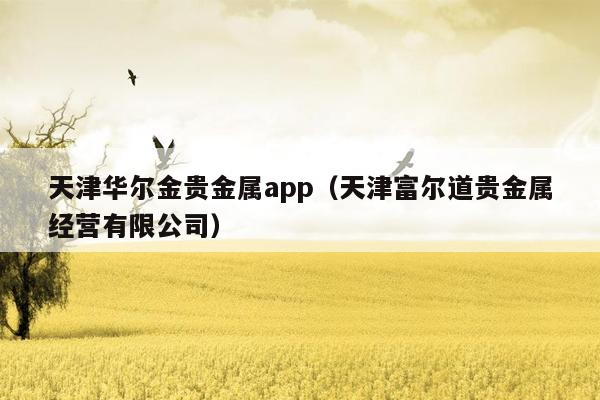 天津华尔金贵金属app（天津富尔道贵金属经营有限公司）