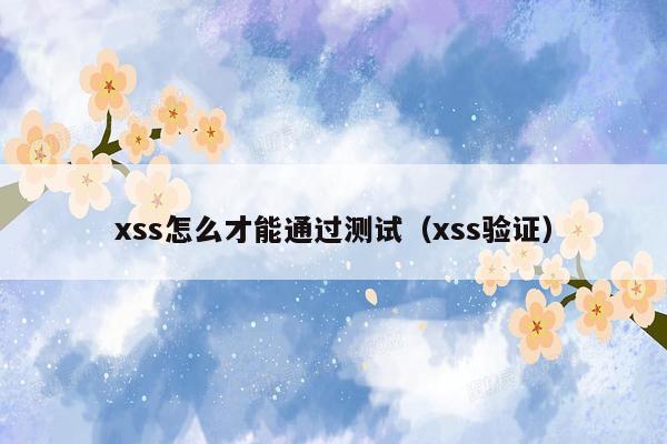 xss怎么才能通过测试（xss验证）