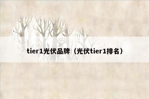 tier1光伏品牌（光伏tier1排名）