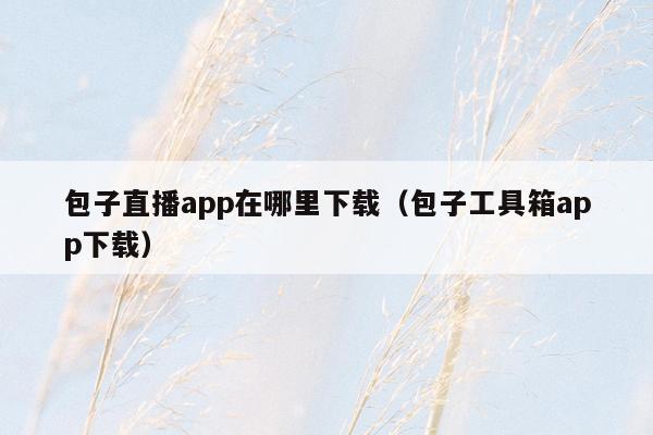 包子直播app在哪里下载（包子工具箱app下载）