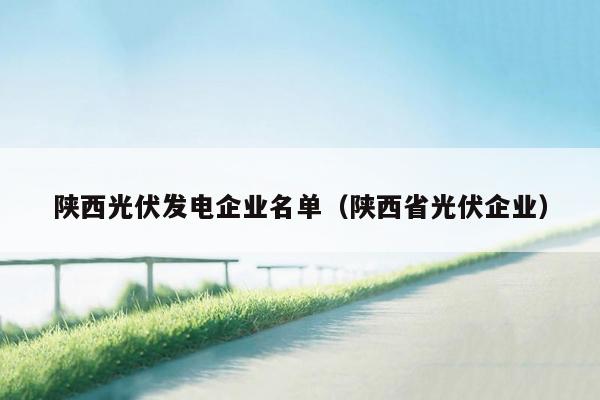 陕西光伏发电企业名单（陕西省光伏企业）