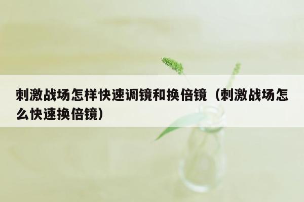 刺激战场怎样快速调镜和换倍镜（刺激战场怎么快速换倍镜）