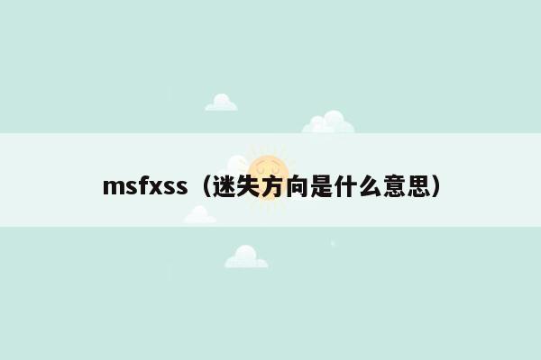 msfxss（迷失方向是什么意思）