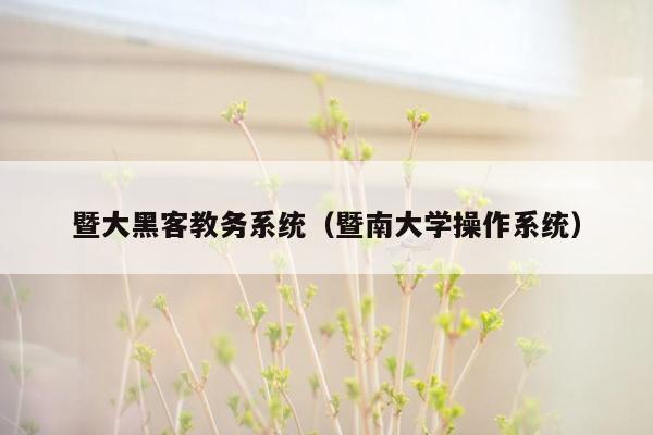 暨大黑客教务系统（暨南大学操作系统）