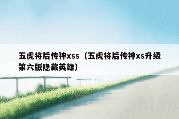 五虎将后传神xss（五虎将后传神xs升级第六版隐藏英雄）