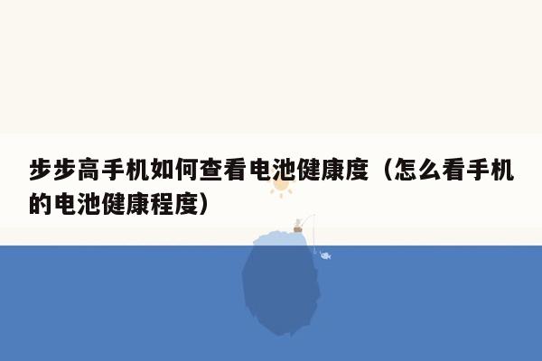 步步高手机如何查看电池健康度（怎么看手机的电池健康程度）